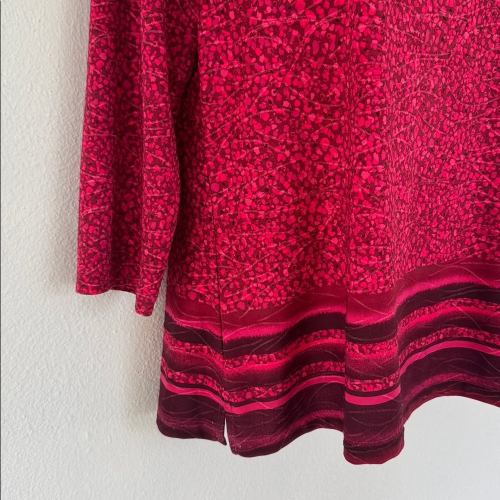 Croft & Barrow red abstract dot print 3/4 sleeve stretch top size petite medium - Picture 8 of 12